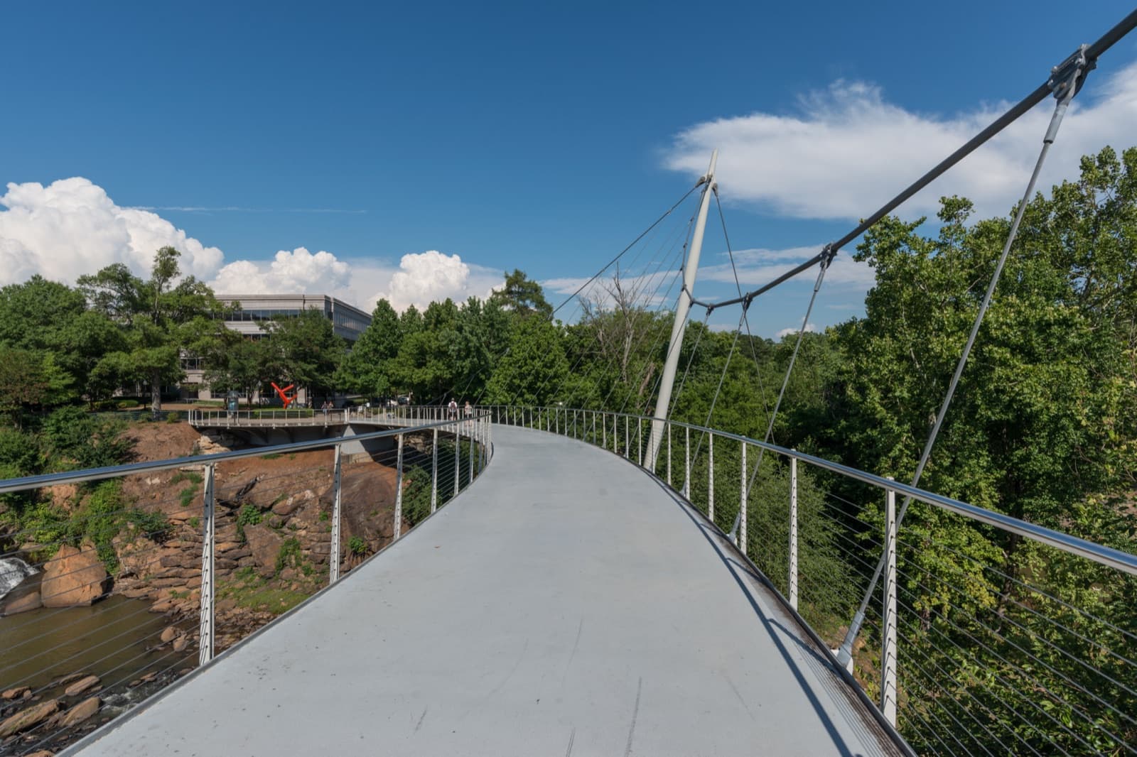 The Liberty Bridge over Falls Park on the Reedy in downtown Greenville, South Carolina