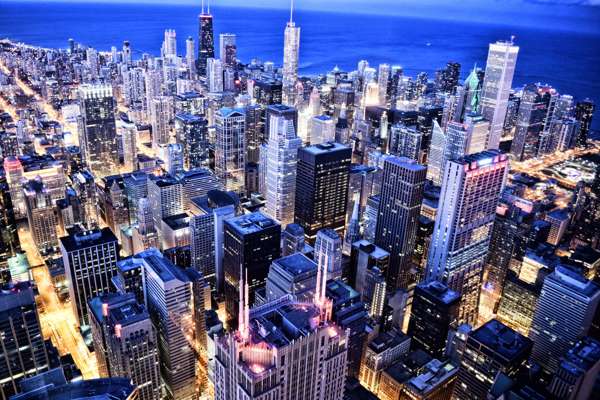 Chicago skyline along Lake Michigan