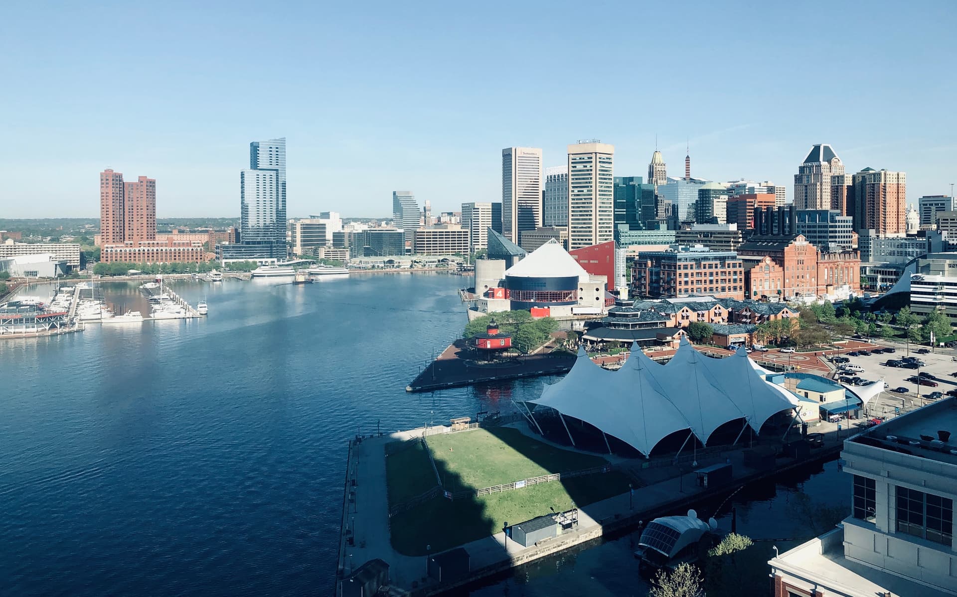 The Inner Harbor promenade in Baltimore, MD